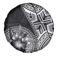 Hibiscus With Black Austronesian Tattoo Pattern Spare Tire Cover - Polynesian Pride