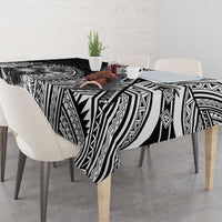 Hibiscus With Black Austronesian Tattoo Pattern Tablecloth - Polynesian Pride
