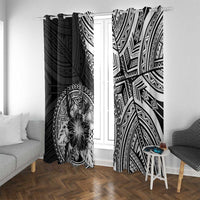 Hibiscus With Black Austronesian Tattoo Pattern Window Curtain - Polynesian Pride