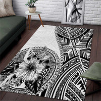 Hibiscus With White Austronesian Tattoo Pattern Area Rug - Polynesian Pride