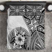 Hibiscus With White Austronesian Tattoo Pattern Bedding Set - Polynesian Pride