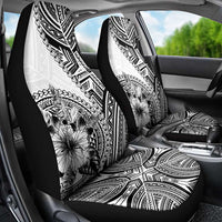 Hibiscus With White Austronesian Tattoo Pattern Car Seat Cover - Polynesian Pride