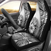 Hibiscus With White Austronesian Tattoo Pattern Car Seat Cover - Polynesian Pride