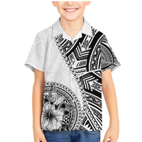 Hibiscus With White Austronesian Tattoo Pattern Family Matching Mermaid Dress and Hawaiian Shirt - Polynesian Pride