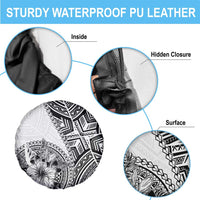 Hibiscus With White Austronesian Tattoo Pattern Spare Tire Cover - Polynesian Pride