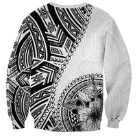Hibiscus With White Austronesian Tattoo Pattern Sweatshirt - Polynesian Pride