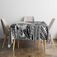 Hibiscus With White Austronesian Tattoo Pattern Tablecloth - Polynesian Pride