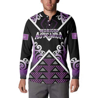 Personalised Aotearoa Moriori Button Sweatshirt Maori Pattern New Zealand - Polynesian Pride