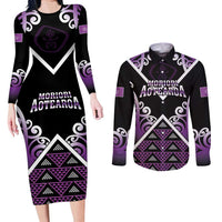 Personalised Aotearoa Moriori Couples Matching Long Sleeve Bodycon Dress and Long Sleeve Button Shirt Maori Pattern New Zealand - Polynesian Pride