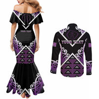 Personalised Aotearoa Moriori Couples Matching Mermaid Dress and Long Sleeve Button Shirt Maori Pattern New Zealand - Polynesian Pride