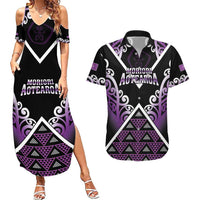 Personalised Aotearoa Moriori Couples Matching Summer Maxi Dress and Hawaiian Shirt Maori Pattern New Zealand - Polynesian Pride