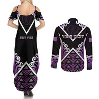 Personalised Aotearoa Moriori Couples Matching Summer Maxi Dress and Long Sleeve Button Shirt Maori Pattern New Zealand - Polynesian Pride