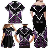 Personalised Aotearoa Moriori Family Matching Off Shoulder Maxi Dress and Hawaiian Shirt Maori Pattern New Zealand - Polynesian Pride
