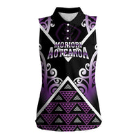 Personalised Aotearoa Moriori Women Sleeveless Polo Shirt Maori Pattern New Zealand - Polynesian Pride