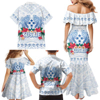 Happy Kosrae Liberation Day Family Matching Mermaid Dress and Hawaiian Shirt Polynesian Shark Turtle Motif