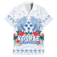 Happy Kosrae Liberation Day Family Matching Off Shoulder Maxi Dress and Hawaiian Shirt Polynesian Shark Turtle Motif