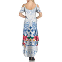 Happy Kosrae Liberation Day Family Matching Summer Maxi Dress and Hawaiian Shirt Polynesian Shark Turtle Motif