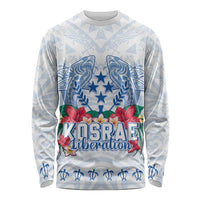 Happy Kosrae Liberation Day Long Sleeve Shirt Polynesian Shark Turtle Motif