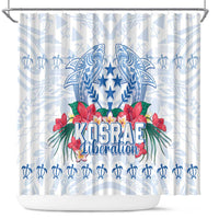 Happy Kosrae Liberation Day Shower Curtain Polynesian Shark Turtle Motif LT05 White - Polynesian Pride