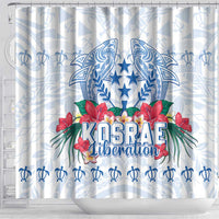 Happy Kosrae Liberation Day Shower Curtain Polynesian Shark Turtle Motif LT05 - Polynesian Pride