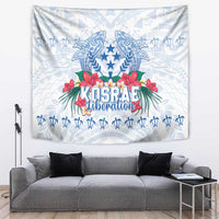 Happy Kosrae Liberation Day Tapestry Polynesian Shark Turtle Motif LT05 White - Polynesian Pride