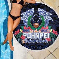 Happy Pohnpei Liberation Day Beach Blanket Polynesian Shark Turtle Motif