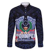 Happy Pohnpei Liberation Day Family Matching Off Shoulder Maxi Dress and Hawaiian Shirt Polynesian Shark Turtle Motif