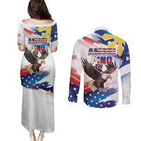 Filipino American History Month Couples Matching Puletasi and Long Sleeve Button Shirt Bald Eagle Tarsier Together LT05 - Polynesian Pride