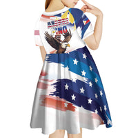 Filipino American History Month Kid Short Sleeve Dress Bald Eagle Tarsier Together LT05 - Polynesian Pride