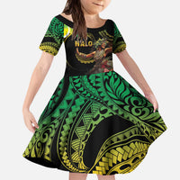 Halo Vanuatu Kid Short Sleeve Dress Beautiful Woman Dancing LT05 KID Black - Polynesian Pride