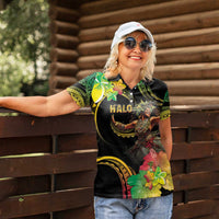 Halo Vanuatu Women Polo Shirt Beautiful Woman Dancing LT05 - Polynesian Pride