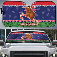 New Zealand Christmas Auto Sun Shade Kiwi-sh You A Merry Christmas LT05 Blue - Polynesian Pride