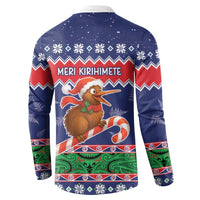 New Zealand Christmas Button Sweatshirt Kiwi-sh You A Merry Christmas - Polynesian Pride