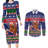 New Zealand Christmas Couples Matching Long Sleeve Bodycon Dress and Long Sleeve Button Shirt Kiwi-sh You A Merry Christmas - Polynesian Pride