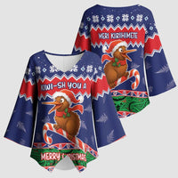 New Zealand Christmas Kimono Sleeve Blouse Kiwi-sh You A Merry Christmas - Polynesian Pride