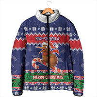 New Zealand Christmas Padded Jacket Kiwi-sh You A Merry Christmas - Polynesian Pride