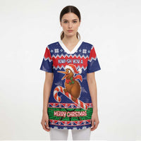 New Zealand Christmas Scrub Top Kiwi-sh You A Merry Christmas - Polynesian Pride