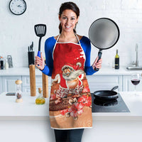 Hawaii Funny Christmas Apron Santa Surfing With Tapa Pattern - Polynesian Pride