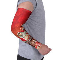 Hawaii Funny Christmas Arm Sleeves Santa Surfing With Tapa Pattern - Polynesian Pride