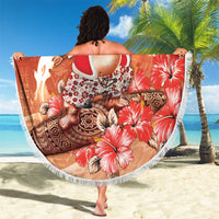 Hawaii Funny Christmas Beach Blanket Santa Surfing With Tapa Pattern - Polynesian Pride