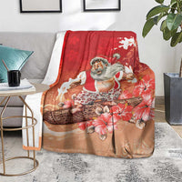 Hawaii Funny Christmas Blanket Santa Surfing With Tapa Pattern - Polynesian Pride