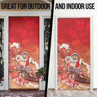Hawaii Funny Christmas Door Cover Santa Surfing With Tapa Pattern LT05 - Polynesian Pride