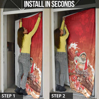 Hawaii Funny Christmas Door Cover Santa Surfing With Tapa Pattern LT05 - Polynesian Pride
