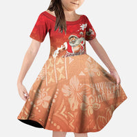 Hawaii Funny Christmas Family Matching Puletasi and Hawaiian Shirt Santa Surfing With Tapa Pattern - Polynesian Pride