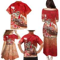 Hawaii Funny Christmas Family Matching Puletasi and Hawaiian Shirt Santa Surfing With Tapa Pattern - Polynesian Pride