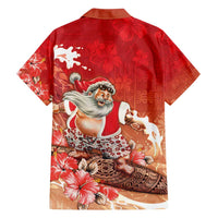 Hawaii Funny Christmas Family Matching Puletasi and Hawaiian Shirt Santa Surfing With Tapa Pattern - Polynesian Pride