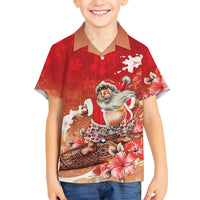 Hawaii Funny Christmas Family Matching Puletasi and Hawaiian Shirt Santa Surfing With Tapa Pattern - Polynesian Pride