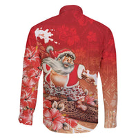 Hawaii Funny Christmas Family Matching Summer Maxi Dress and Hawaiian Shirt Santa Surfing With Tapa Pattern - Polynesian Pride