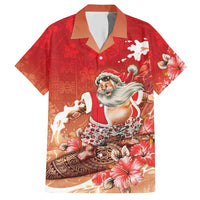 Hawaii Funny Christmas Hawaiian Shirt Santa Surfing With Tapa Pattern - Polynesian Pride