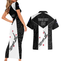 Custom New Zealand Player Rugby Couples Matching Short Sleeve Bodycon Dress and Hawaiian Shirt World Cup 2023 Maori Pattern LT05 - Polynesian Pride